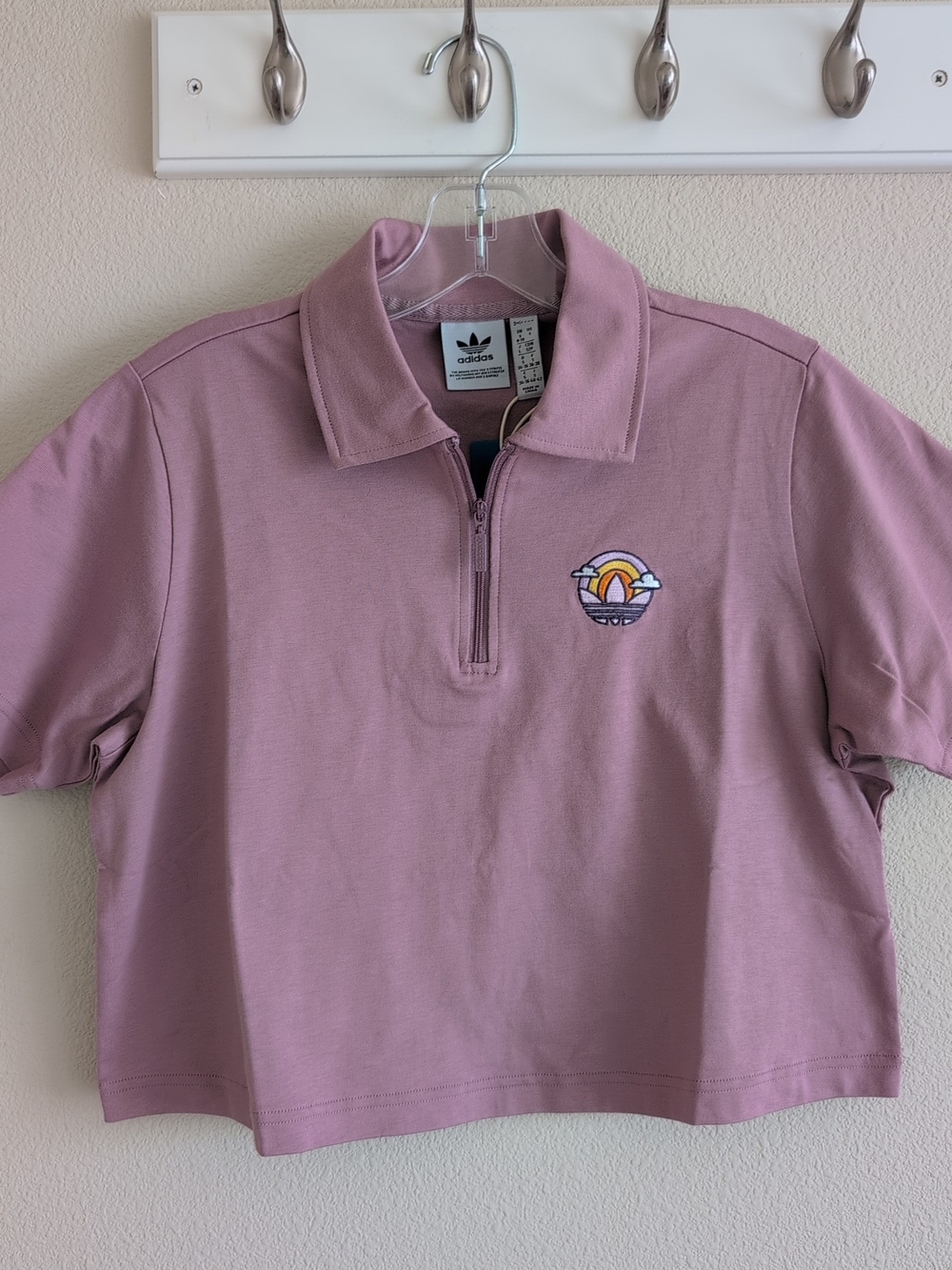 Adidas Quarter-Zip Cropped Polo Shirt - Size Small NEW